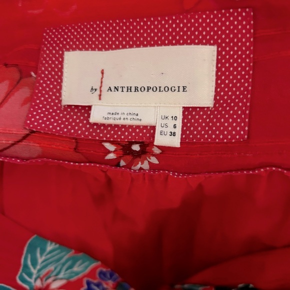 Anthropologie Boswell Red Wrap Dress with Bishop Sleeves - Picture 8 of 10